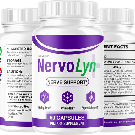 NervoLyn Advanced Supplement Capsules with Vitamins 120 Capsules (2 Pack)