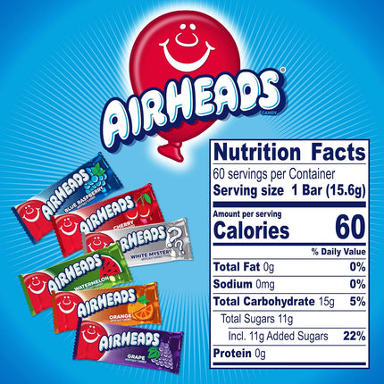 Airheads Full-Size Taffy Candy Variety Pack 60 Count Box