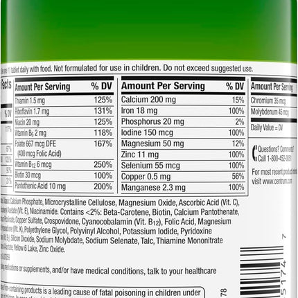Centrum Adult Multivitamin Multimineral Tablets Antioxidants 200 Count