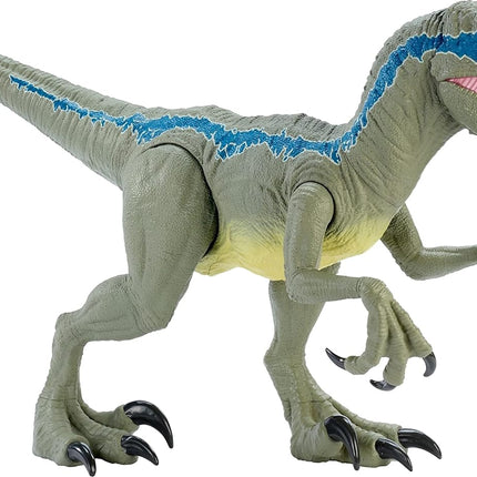 Mattel Jurassic World Super Colossal Velociraptor Blue Figure – 3.5 ft Dinosaur Toy with Eating Feature