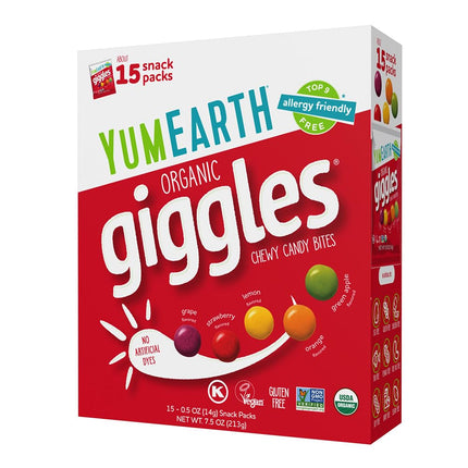 YumEarth Organic Giggles Fruit Flavored Chewy Candy 0.5 oz 15 Pack