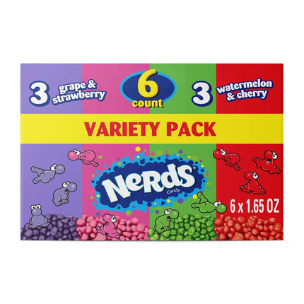 NERDS Dual Variety Pack Crunchy Fruity Candy Grape Strawberry Watermelon Cherry 9.9 oz 6 Pack