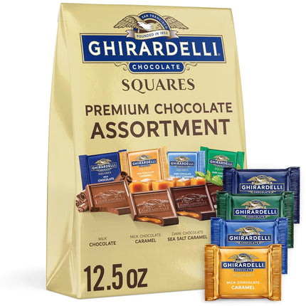 Ghirardelli Chocolate Squares Assortment Milk Dark Mint Caramel 12.5 oz Pack of 3