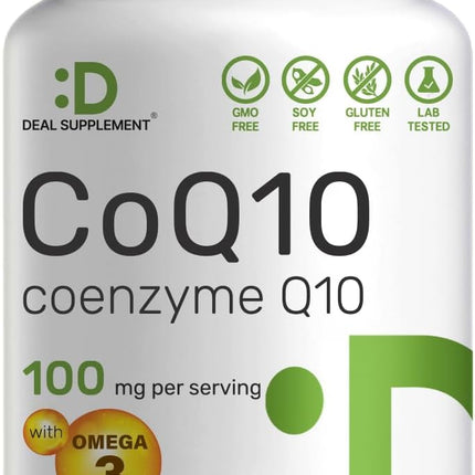 Deal Supplement CoQ10 100 mg with Omega-3 100 mg Capsules – 240 Count, Non-GMO