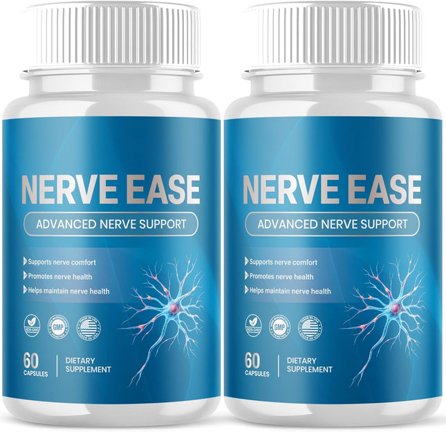 Nerve Ease Supplement Capsules with Natural Ingredients 120 Capsules (2 Pack)