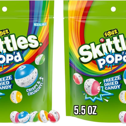 SKITTLES POP'd Sour Freeze Dried Candy 5.5 oz 2 Pack