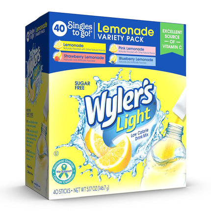 Wyler’s Light Lemonade Variety Pack Powder Drink Mix 40 Count