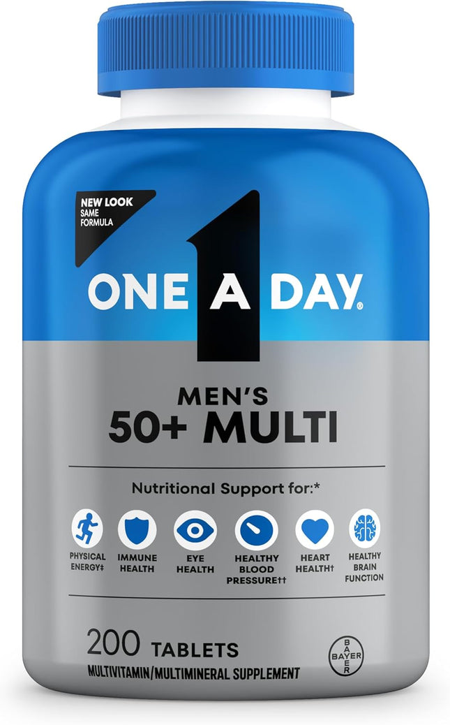 One A Day Men’s 50+ Multivitamin Vitamins A C D Calcium 200 Tablets