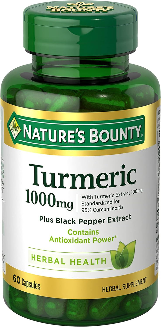 Nature's Bounty Turmeric Supplement with Black Pepper Extract 1000 mg 60 Capsules