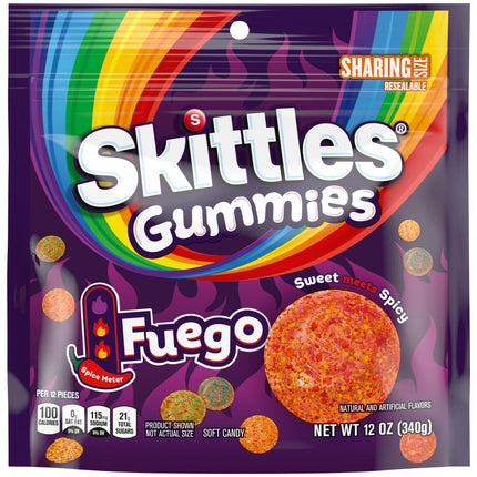 SKITTLES Gummies Fuego Sweet & Spicy Gummy Candy 12 oz Bag