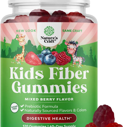 Natures Craft Kids Prebiotic Fiber Gummies Chicory Root Non-GMO 120 Count