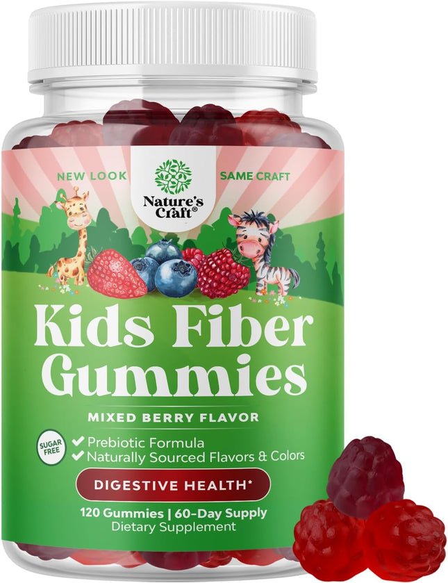 Natures Craft Kids Prebiotic Fiber Gummies Chicory Root Non-GMO 120 Count