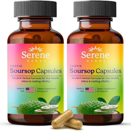 Serene Herbs Organic Graviola Soursop Capsules with Black Seed 2 Pack 120 Count