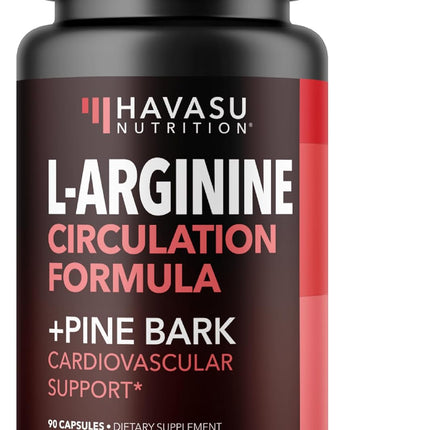 L-Arginine 1800 mg with Pine Bark Extract Supplement 90 Vegan Capsules