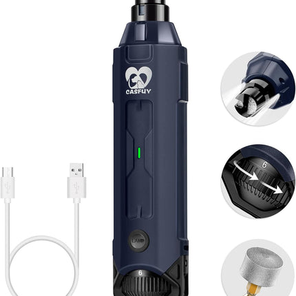 Casfuy 6-Speed Dog Nail Grinder – Rechargeable Electric Pet Nail Trimmer for Small, Medium & Large Dogs