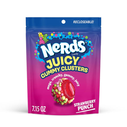 NERDS Juicy Gummy Clusters Strawberry Punch Candy 7.2 oz Bag