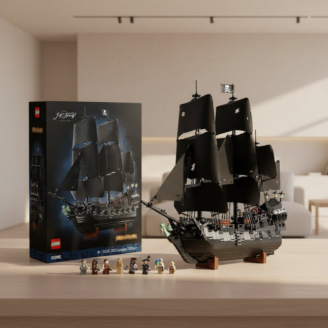 LEGO Icons Captain Jack Sparrow Pirate Ship – 18+ Black Pearl Display Set, Collectible for Pirates of the Caribbean Fans – 10365
