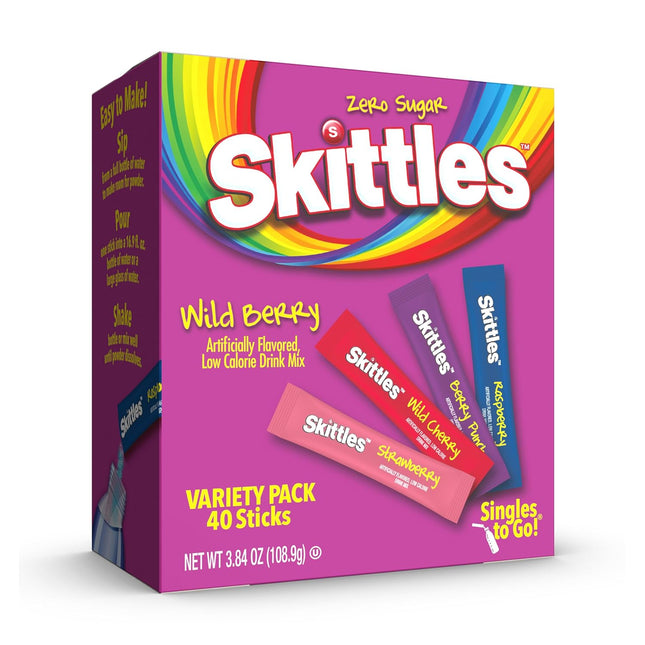 Skittles Singles To Go Wild Berry Variety Pack Zero Sugar Drink Mix 40 Servings