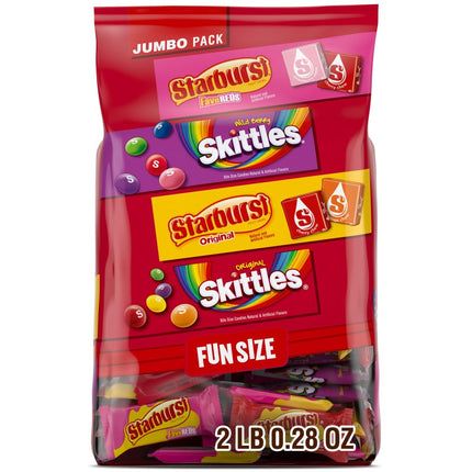 SKITTLES & STARBURST Fun Size Assorted Chewy Candy Variety 32.28 oz Bulk Bag