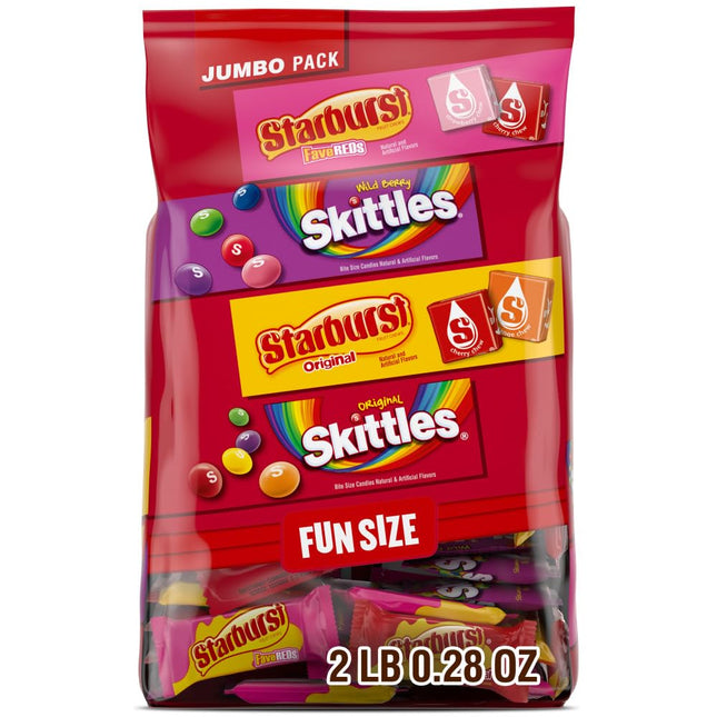 SKITTLES & STARBURST Fun Size Assorted Chewy Candy Variety 32.28 oz Bulk Bag