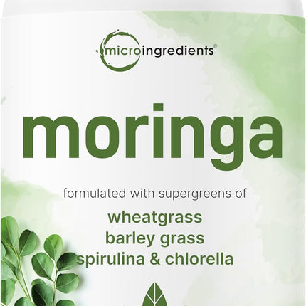 Micro Ingredients Moringa Capsules Supergreens Blend Non-GMO 300 Count
