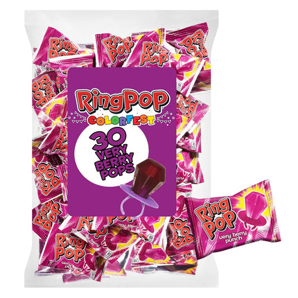 Ring Pop Very Berry Punch Flavored Hard Candy Lollipops 30 Count