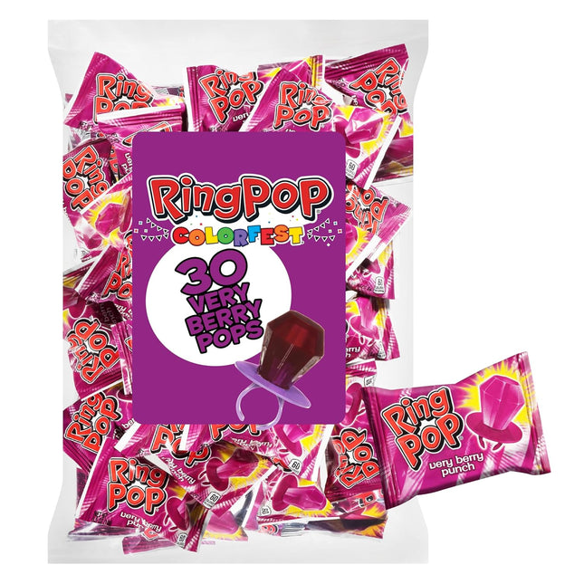 Ring Pop Very Berry Punch Flavored Hard Candy Lollipops 30 Count