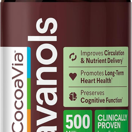 CocoaVia Cocoa Flavanols 500 mg Capsules – High Flavanol Cocoa Supplement, Vegan, Gluten-Free, 60 Count