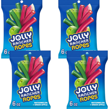 JOLLY RANCHER Watermelon & Green Apple Candy Ropes 6 oz 4 Pack