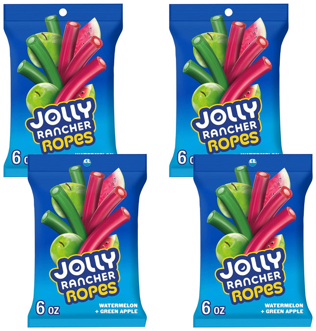 JOLLY RANCHER Watermelon & Green Apple Candy Ropes 6 oz 4 Pack