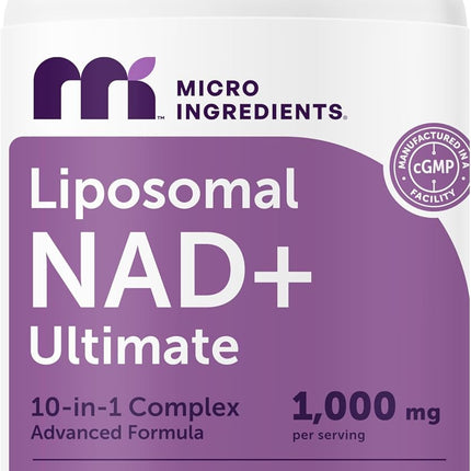 Micro Ingredients Liposomal NAD+ Complex 1000 mg Resveratrol Glutathione Astaxanthin Veggie Capsules 60 Count