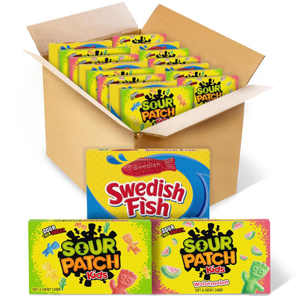 SOUR PATCH KIDS & SWEDISH FISH Soft & Chewy Candy Variety Pack 15 Boxes