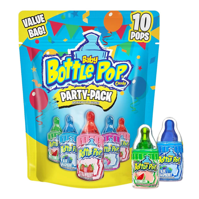 Baby Bottle Pop Candy Lollipops with Powdered Dip Assorted Flavors 10 Count Variety Pack