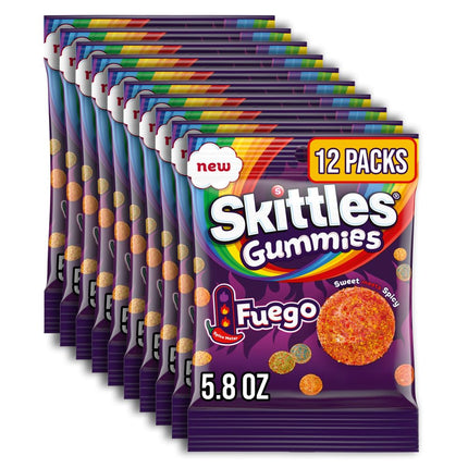 SKITTLES Gummies Fuego Sweet & Spicy Gummy Candy 5.8 oz 12 Pack