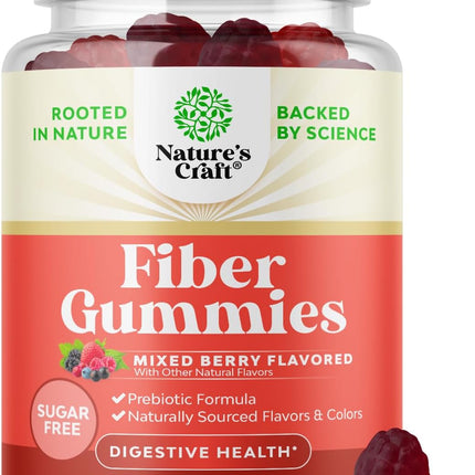 Fiber Gummies Chicory Root Prebiotic Sugar Free Vegan 120 Count