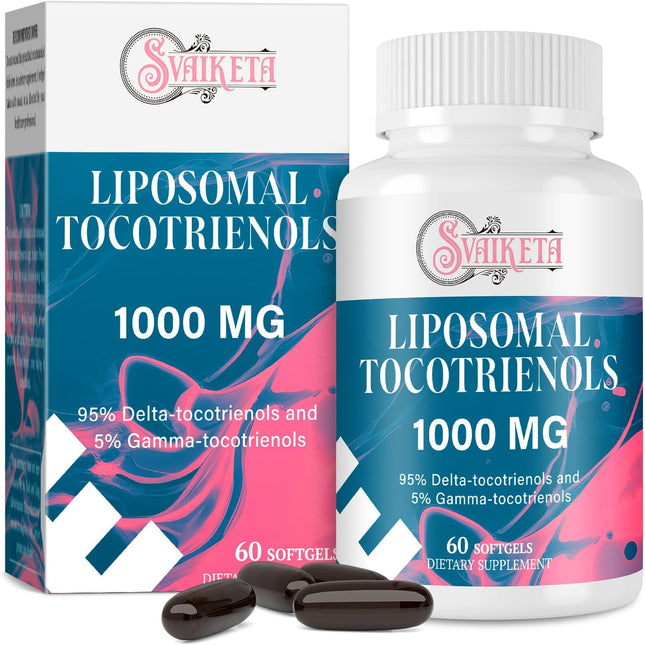 Liposomal Tocotrienols Vitamin E 1000 mg 95% Delta 5% Gamma Softgels 60 Count