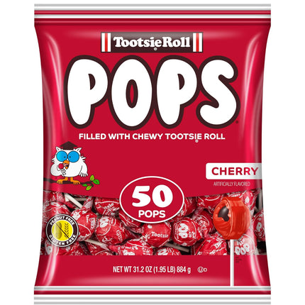 Tootsie Pops Cherry Flavored Lollipops with Chocolatey Center 50 Count 1.95 lb