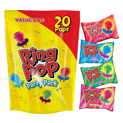 Ring Pop Assorted Fruit Flavored Hard Candy Lollipops 20 Count Variety Pack