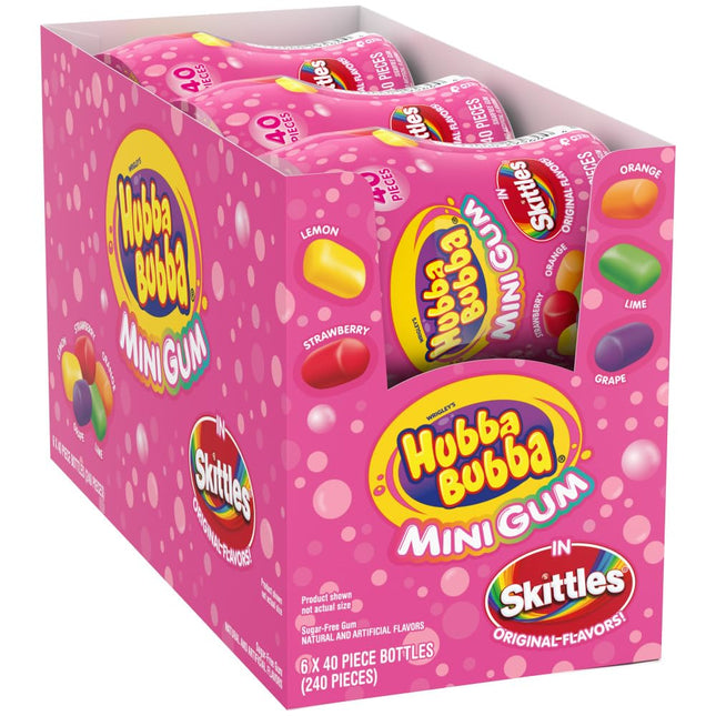 Hubba Bubba Minis SKITTLES Flavored Sugar-Free Bubble Gum 240 Pieces 6 Pack