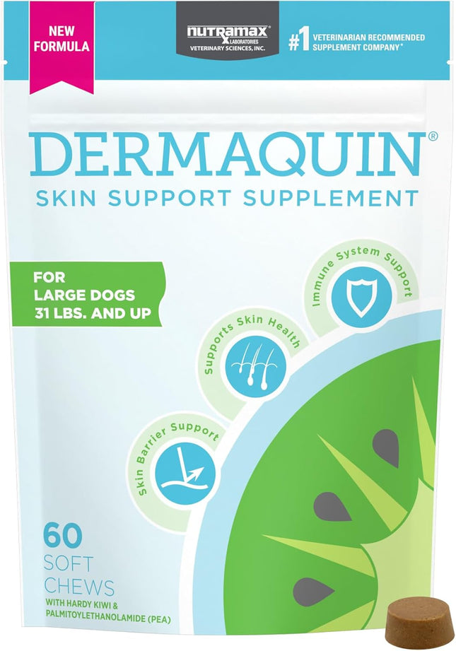 Nutramax Dermaquin Skin Support Soft Chews for Large Dogs 60 Count