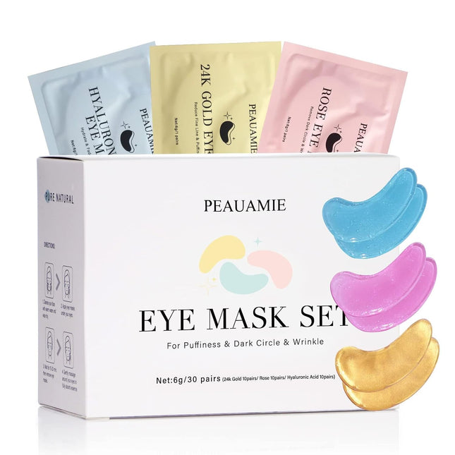 PEAUAMIE Gold & Rose Under Eye Patches with Hyaluronic Acid 30 Pairs