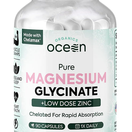 Organics Ocean Magnesium Glycinate with Zinc Capsules 90 Count