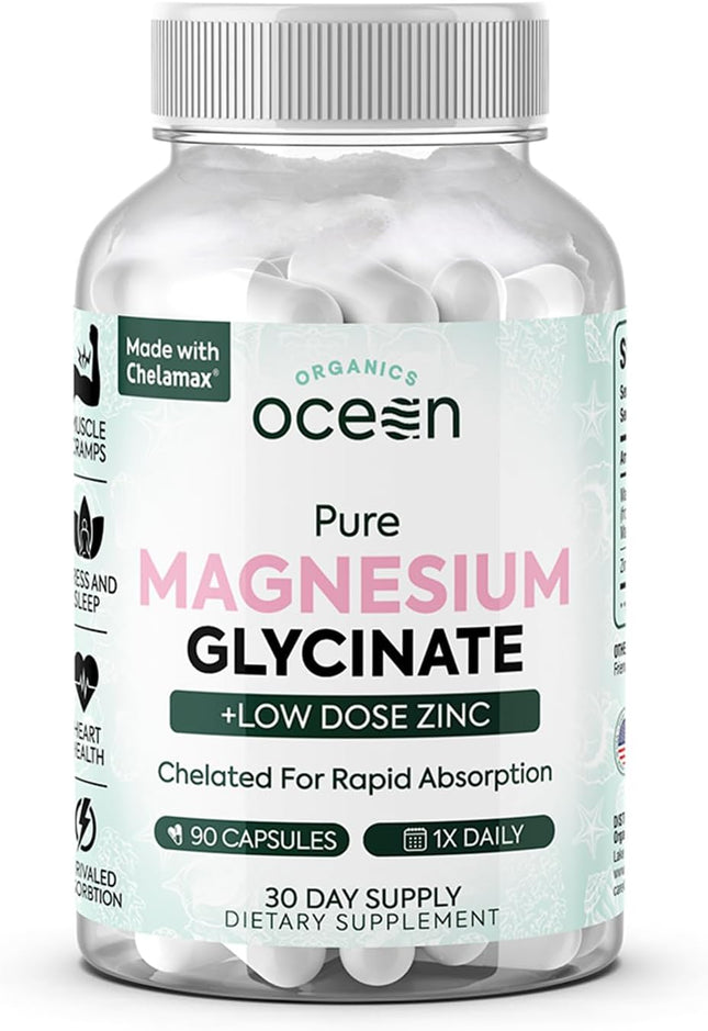 Organics Ocean Magnesium Glycinate with Zinc Capsules 90 Count