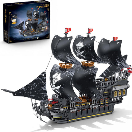 Pirate Ship Building Set with Lights – MOC Black Pearl Blocks for Adults & Teens, Collectible Display, 2288 Pieces, Gift Idea