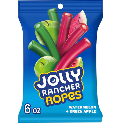 JOLLY RANCHER Watermelon & Green Apple Candy Ropes 6 oz Bag