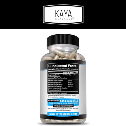 Kaya Naturals Probiotic 60 Billion CFU Gut & Immune Support 60 Veggie Capsules