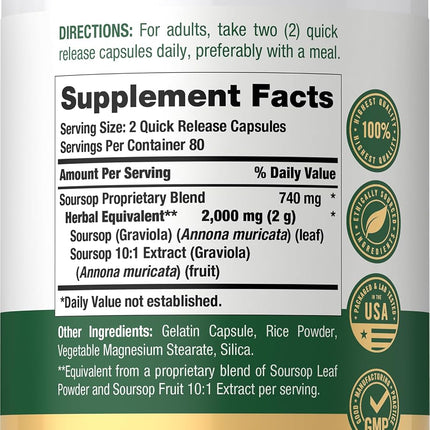 Carlyle Soursop Leaves Herbal Supplement 160 Capsules