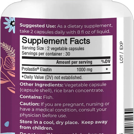 Body Kitchen Pro Elastin Peptides 1000 mg Marine-Derived Supplement 60 Capsules