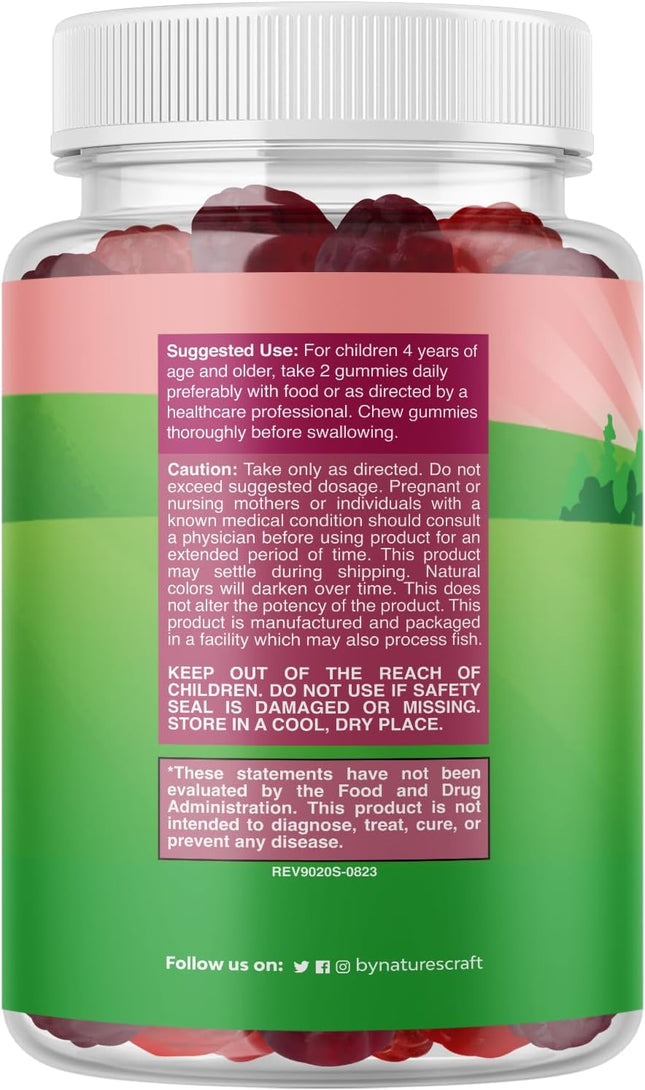 Natures Craft Kids Prebiotic Fiber Gummies Chicory Root Non-GMO 120 Count