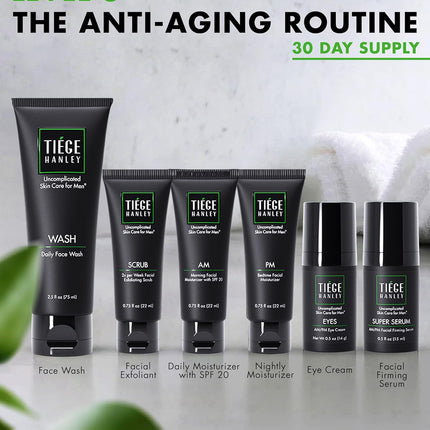 Tiege Hanley Men’s Skin Care Set Level 3 Face Wash Scrub Moisturizers Eye Cream Serum 6 Piece Kit
